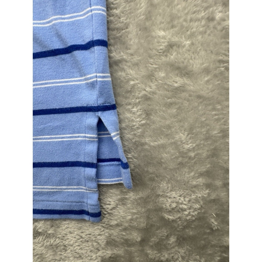 Polo Ralph Lauren Mens L Blue Striped Polo Shirt Yellow Pony Short Sleeve - Picture 6 of 14
